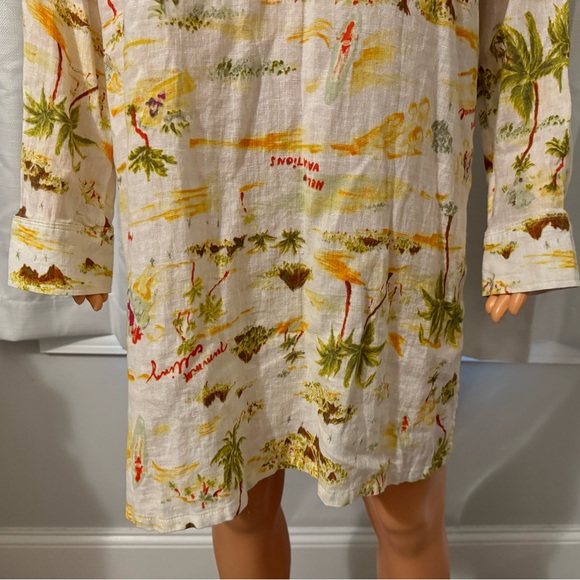 Cute C & C California size M white vacation print long sleeve swim cover up new - Picture 2 of 5